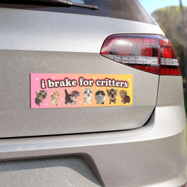 I Brake for Critters | Cat Meme Car Bumper Magnet | Funny Cute Kitty Car Magnetic Accessories  Decal Decor | Waterproof Vinyl Car Magnet HFN