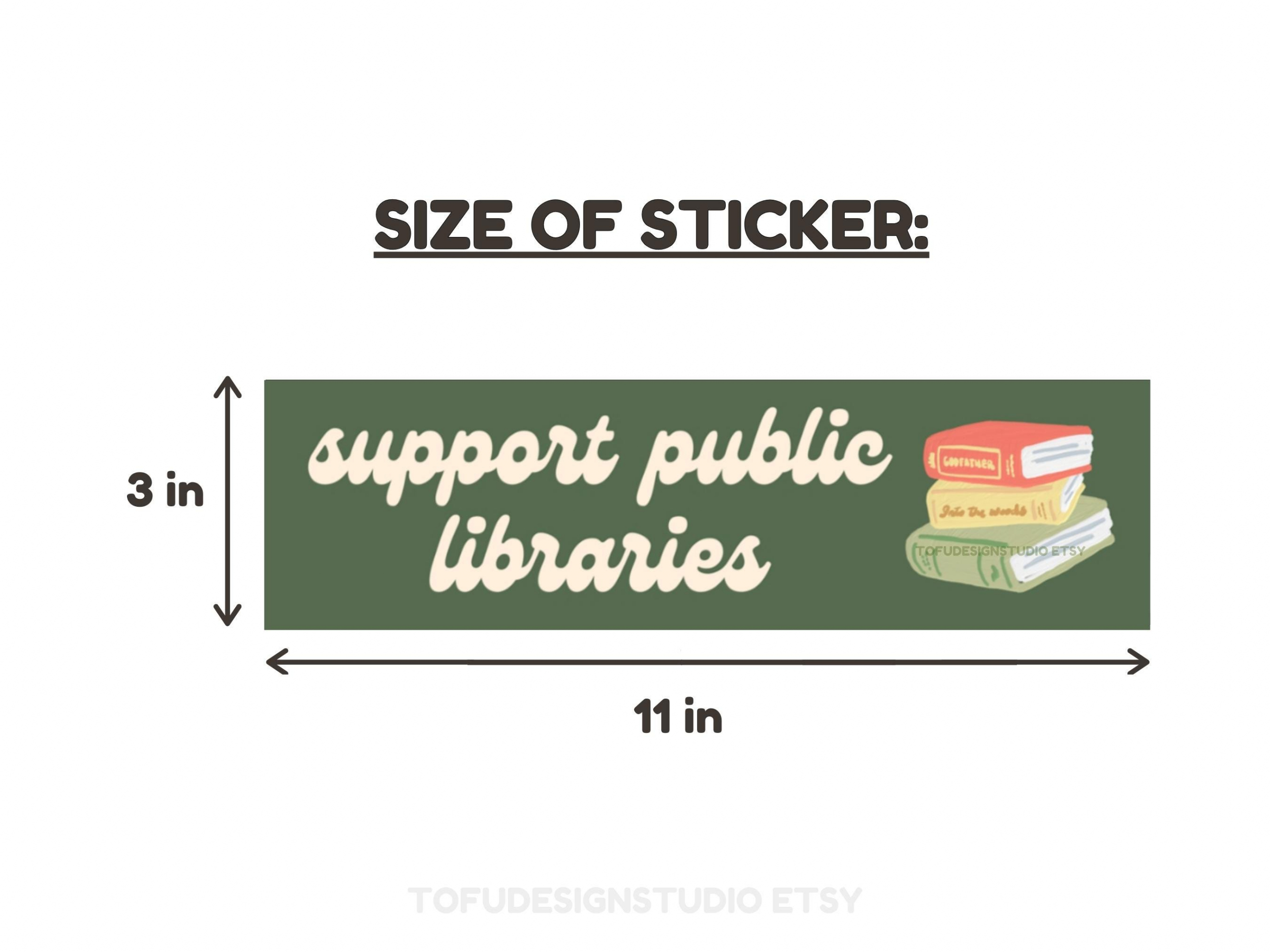 Support Public Libraries | Car Bumper Sticker OR Magnet | Green Aesthetic Library Book Lover Cute Car Accessory | Quality Vinyl Decal HFN