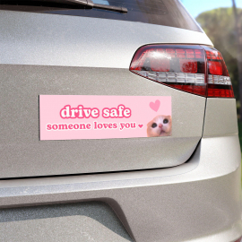 Drive Safe Someone Loves You | Car Bumper MAGNET | Cute Funny Cat Meme  Pink Magnetic  Car Accessory Decal | Quality Waterproof Vinyl Magnet HFN