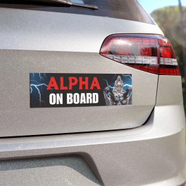 Alpha On Board | Funny Car Bumper Magnet OR Sticker | Meme Car Gift Car Accessory Decor | Gen Z  Red Alpha Male Wolf | Waterproof Car Decal HFN