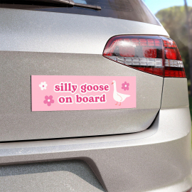 Silly Goose On Board | Cute Car Bumper MAGNET | Pink Car Decal  Funny Meme  Goose on The Loose  Cute Car Accessory Gift | Vinyl Car Magnet HFN