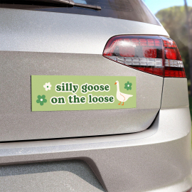 Silly Goose On The Loose | Cute Car Bumper MAGNET | Green Car Decal  Funny Meme  Goose on Board  Cute Car Accessory Gift | Vinyl Car Magnet HFN
