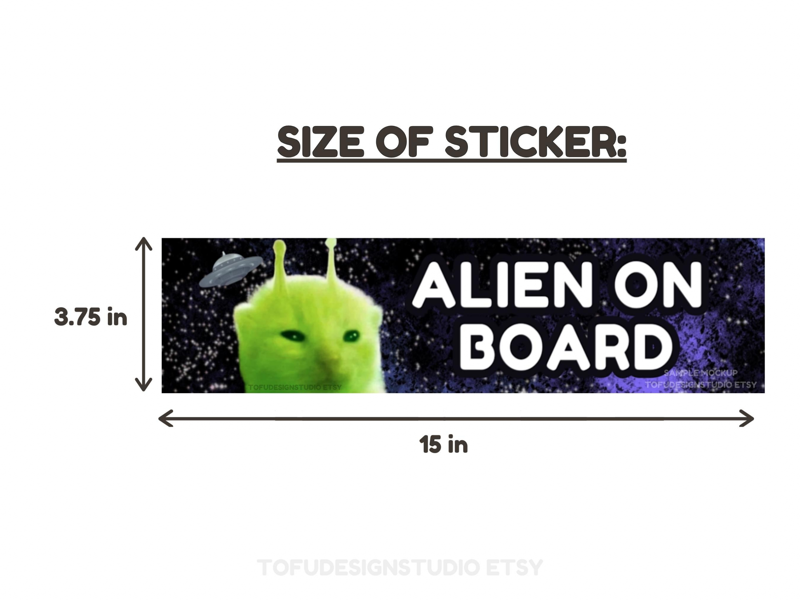 Alien On Board | Alien Cat Car Bumper Magnet OR Car Sticker | Funny Cat Meme Cute Green Glorp Gnarp Cat | Weatherproof Vinyl Car Magnet HFN