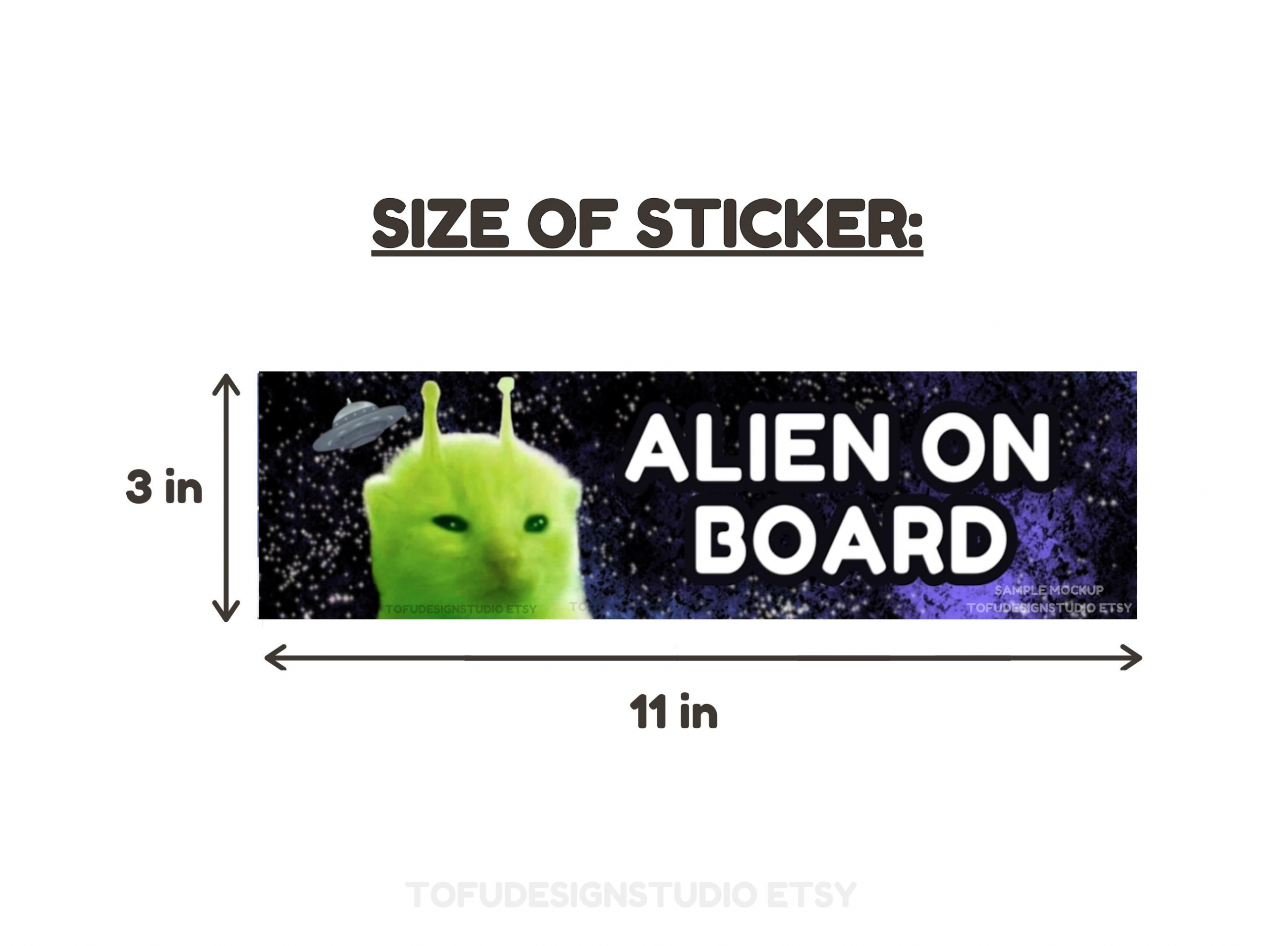Alien On Board | Alien Cat Car Bumper Magnet OR Car Sticker | Funny Cat Meme Cute Green Glorp Gnarp Cat | Weatherproof Vinyl Car Magnet HFN