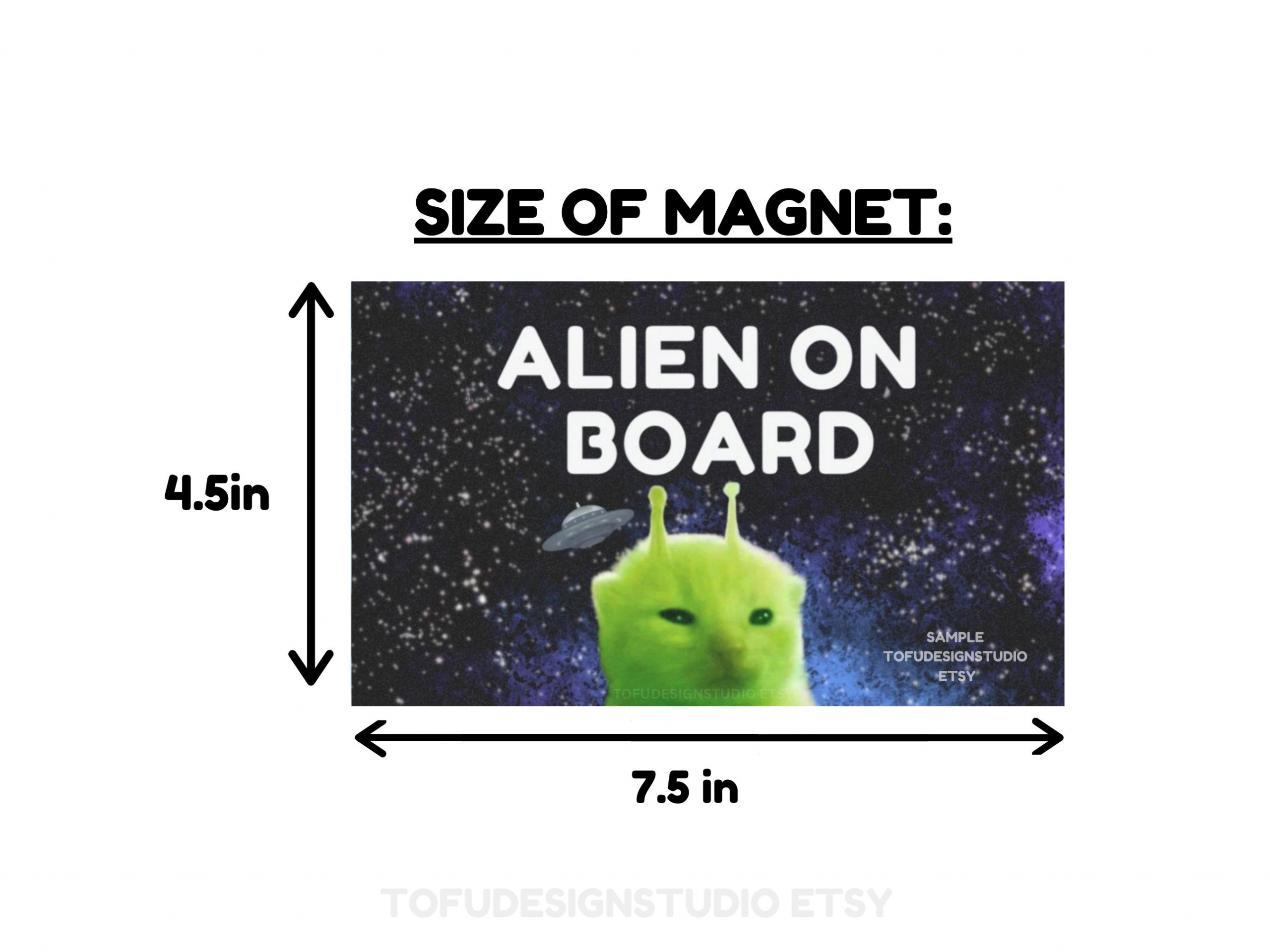 Alien On Board | Alien Cat Car Bumper Magnet OR Car Sticker | Funny Cat Meme Cute Green Glorp Gnarp Cat | Weatherproof Vinyl Car Magnet HFN