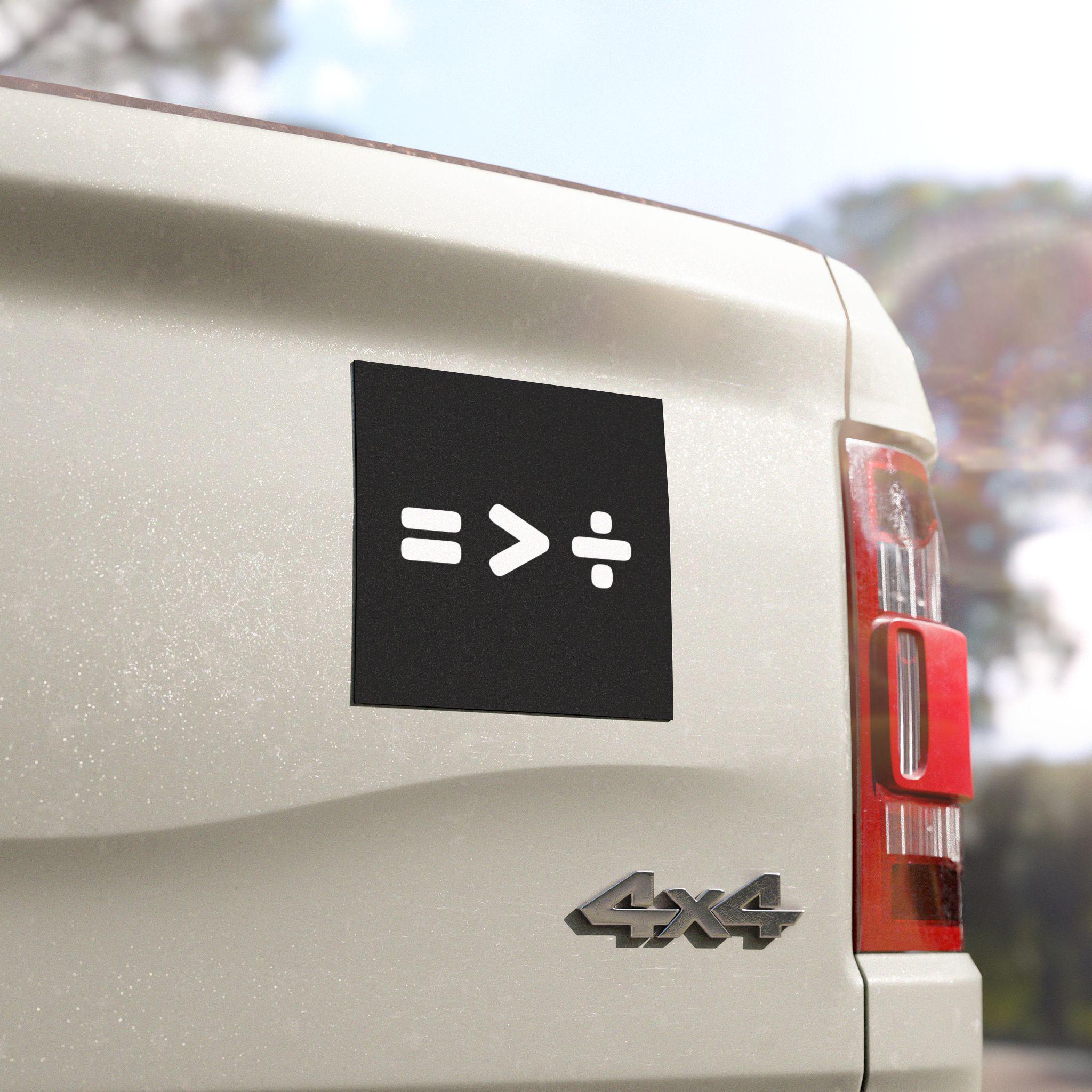 Equality is Greater Than Division | Car Bumper MAGNET | Human Rights Vote LGBTQ Ally Black Car Accessory Car Decal | Magnetic Car Vinyl HFN