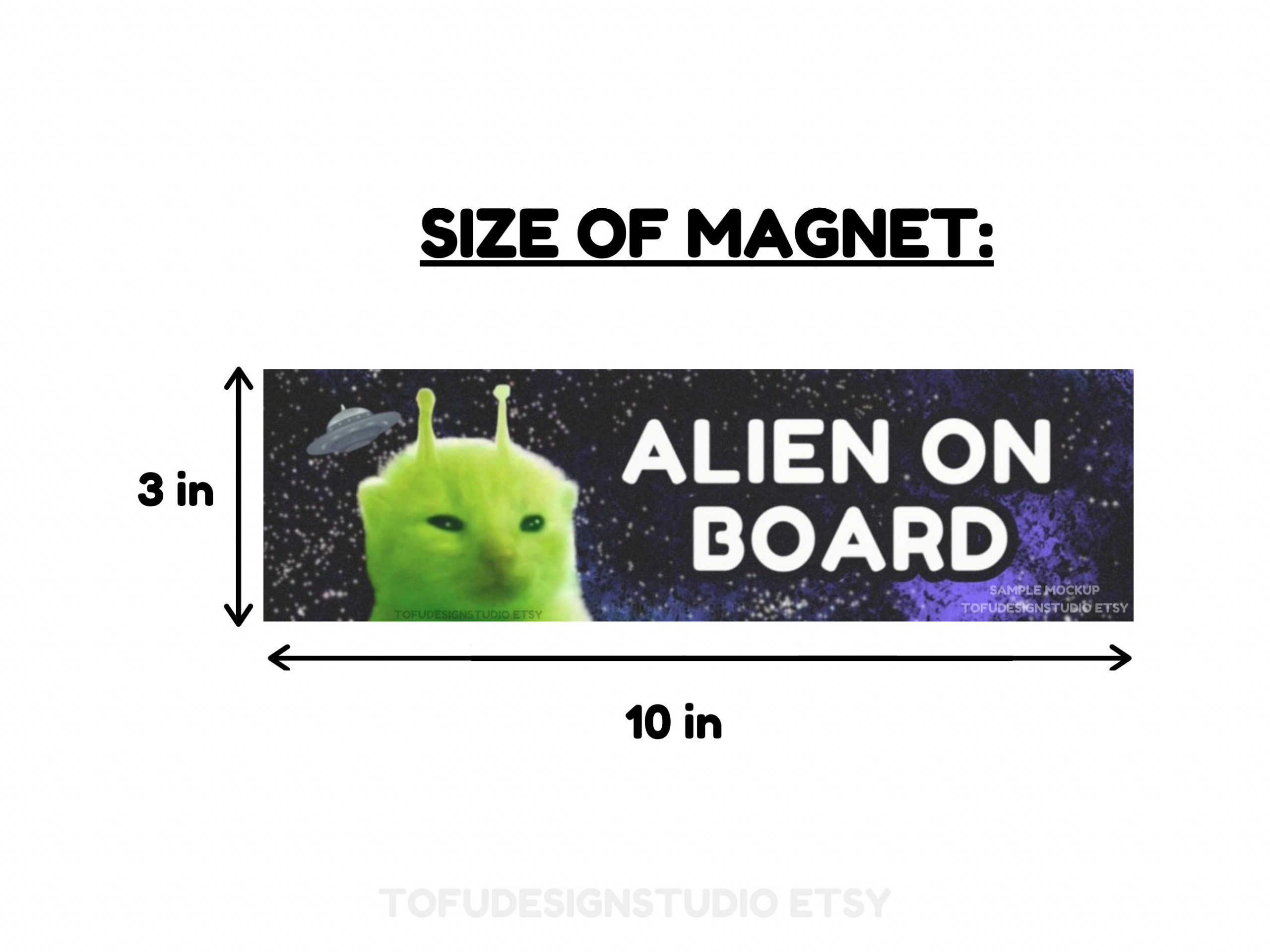 Alien On Board | Alien Cat Car Bumper Magnet OR Car Sticker | Funny Cat Meme Cute Green Glorp Gnarp Cat | Weatherproof Vinyl Car Magnet HFN