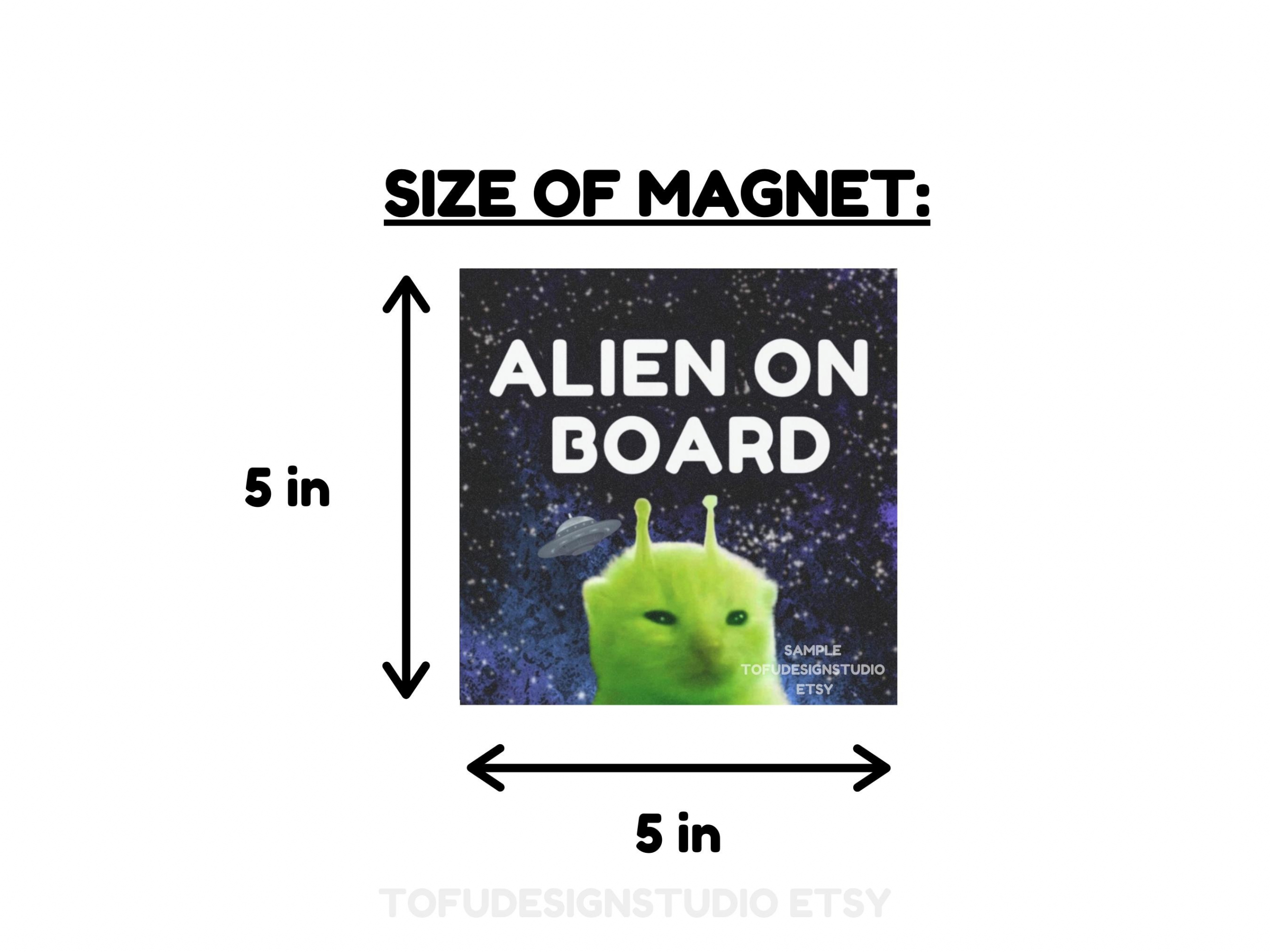 Alien On Board | Alien Cat Car Bumper Magnet OR Car Sticker | Funny Cat Meme Cute Green Glorp Gnarp Cat | Weatherproof Vinyl Car Magnet HFN