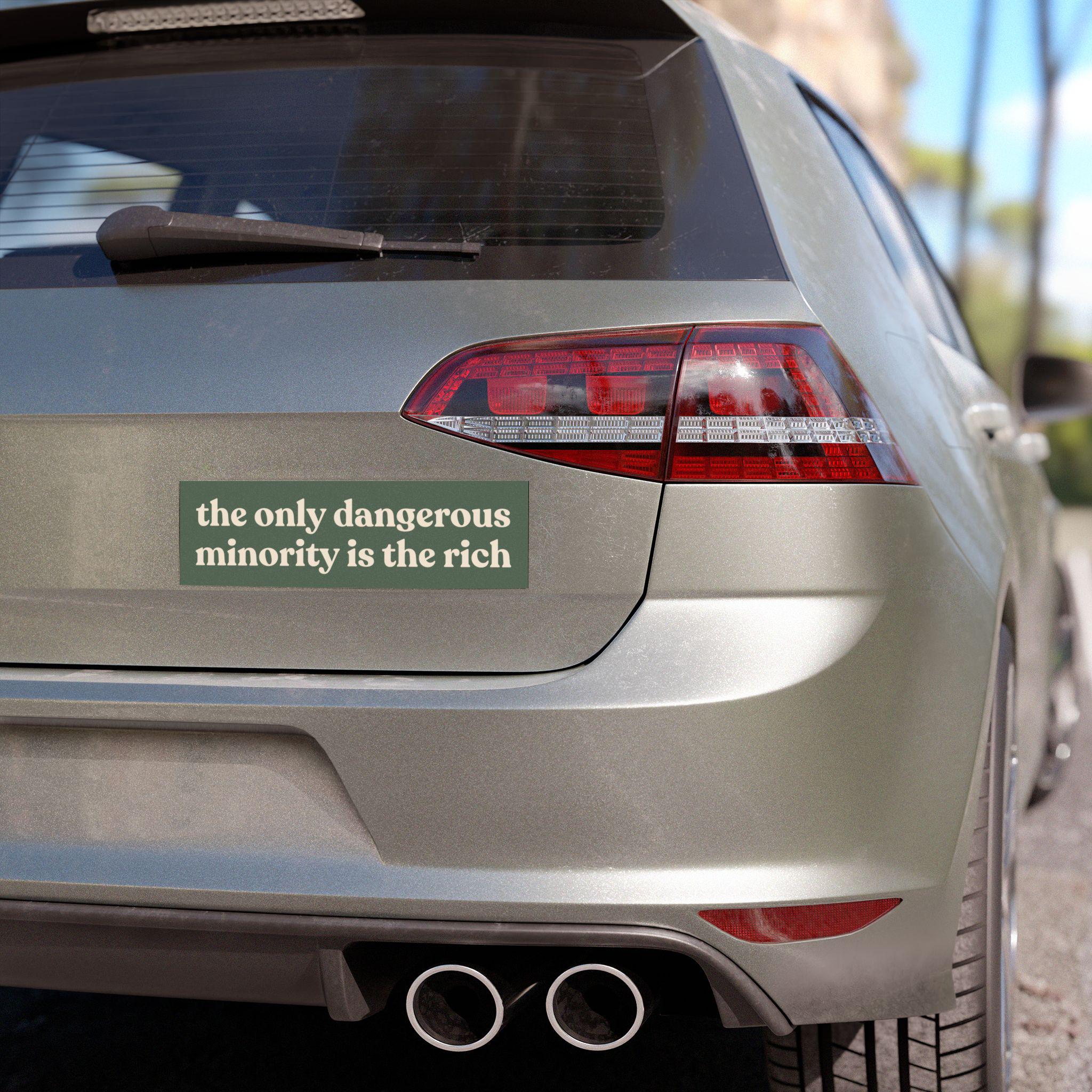The Only Dangerous Minority is The Rich | Car Bumper Magnet | Car Decal Accessory Eat The Rich Billionaire | Weatherproof Vinyl Car Magnet HFN
