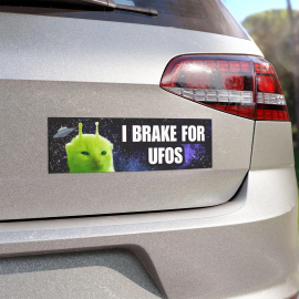 I Brake for UFOs | Alien Cat Car Bumper Magnet | Funny Alien Cat Meme  Cute Green Glorp  Gnarp Cat | Weatherproof Magnetic Vinyl Car Magnet HFN