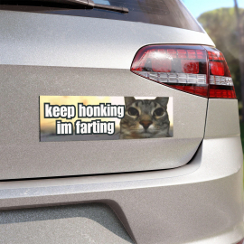 Cat Car Bumper Magnet / Keep Honking I'm Farting / Funny Cat Meme  Unhinged  Magnetic  Cute Car Bumper Sticker / Waterproof Vinyl Car Decal HFN