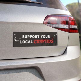 Support Your Local Cryptids | Funny Meme Car Bumper Magnet | Cryptid  Mothman Black Car Accessory  Vinyl Car Decal HFN