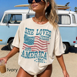 TT She Loves Jesus And America Too Comfort Colors T-shirt  4th Of July Unisex Tshirt  America Independence Tshirt  She Loves Jesus Tee NNA